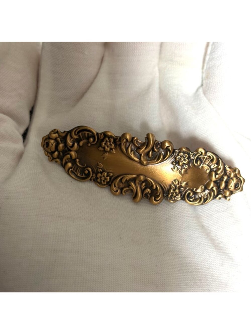 Vintage Brass Tone Ornate Art Nouveau Barrette Hair Clip Made in France 2.5" - Picture 2 of 6